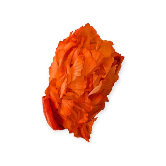 Vintage Velvet & Silk Flower Caged Half Hat ~ Bright Orange Bridal Formal Bow - Picture 7 of 11